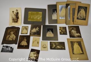 Group of Black and White Sepia Cabinet Cards and Photographs of Children.