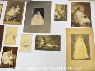 Group of Black and White Sepia Cabinet Cards and Photographs of Children.