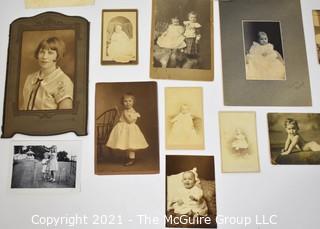 Group of Black and White Sepia Cabinet Cards and Photographs of Children.