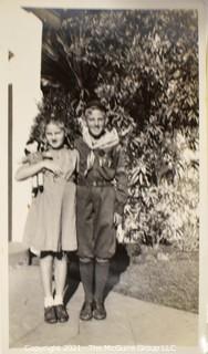 Group of Vintage Black & White Photos of Happy Families and Campers.  Includes Airstream Camper. 