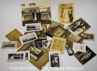 Group of Vintage Black & White Photos of Happy Families and Campers.  Includes Airstream Camper. 