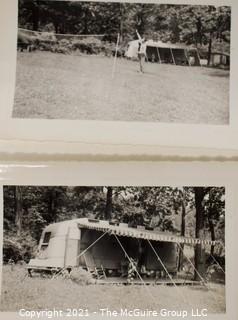 Group of Vintage Black & White Photos of Happy Families and Campers.  Includes Airstream Camper. 