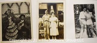 Group of Vintage Black & White Photos of Happy Families and Campers.  Includes Airstream Camper. 