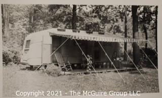 Group of Vintage Black & White Photos of Happy Families and Campers.  Includes Airstream Camper. 