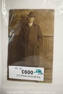 Unposted Real Photo Postcard of Gentleman with Hat, Name Written on Back. 