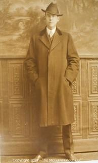 Unposted Real Photo Postcard of Gentleman with Hat, Name Written on Back. 