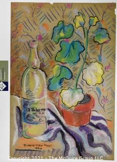 Pastel On Paper of Still Life Signed by Artist . 