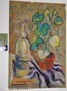 Pastel On Paper of Still Life Signed by Artist . 