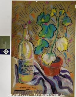 Pastel On Paper of Still Life Signed by Artist . 