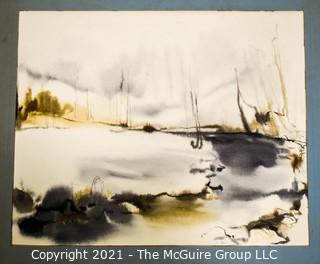 Original Unframed Mounted on Picture Board Watercolor of River Scene.