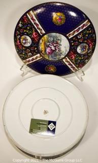 Large French Round Hand Painted Limoges Porcelain Box; 12" diameter 