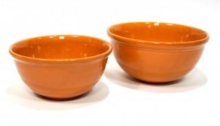 Two (2) Vintage Orange Coors Pottery Mixing Bowls. 