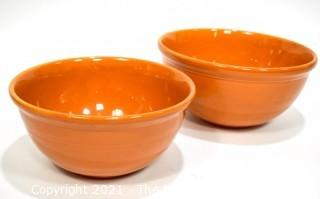 Two (2) Vintage Orange Coors Pottery Mixing Bowls. 