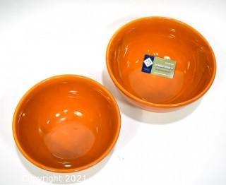 Two (2) Vintage Orange Coors Pottery Mixing Bowls. 