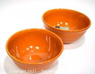 Two (2) Vintage Orange Coors Pottery Mixing Bowls. 