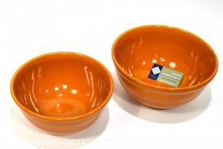 Two (2) Vintage Orange Coors Pottery Mixing Bowls. 