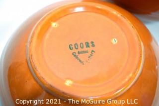 Two (2) Vintage Orange Coors Pottery Mixing Bowls. 