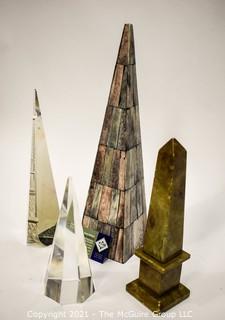 Four (4) Obelisk Decorative Items 