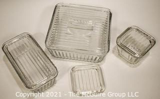 Set of Vintage Clear Anchor Hocking Refrigerator Containers.