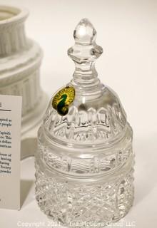 Three (3) U.S. Capitol Dome Decorative Items Including Waterford Crystal Bell, Canister and Box. 