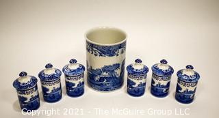 Spode Blue Willow Style Italian Canister Set. 