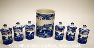 Spode Blue Willow Style Italian Canister Set. 