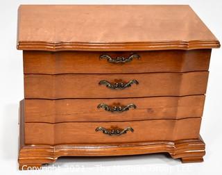 4 Drawer Wooden Jewelry Box with Cherry Veneer Top   