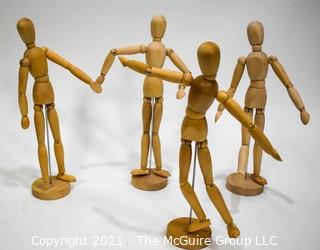 (4) 13"T Articulated Wood Artists Model Figures