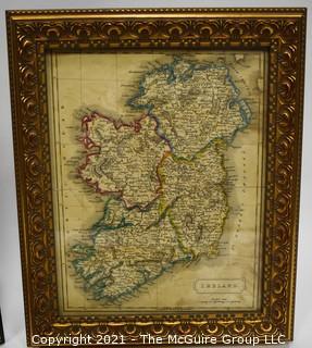 Three (3) Antique Framed Maps of Ireland, England and Suffolk County.  