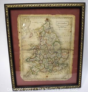 Three (3) Antique Framed Maps of Ireland, England and Suffolk County.  