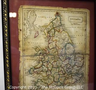 Three (3) Antique Framed Maps of Ireland, England and Suffolk County.  