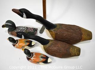 Set of Five (5) Duck & Goose Decoys. 