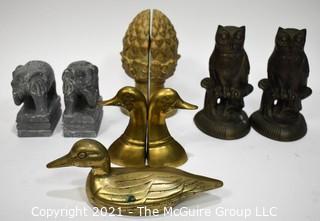 (4) Sets of Bookends and Brass Duck