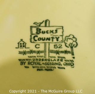 Set of Six (6) Bucks County Yellow Divided Dinner Plates by Royal (Sebring Ohio) 