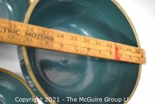 Set of Four (4) Vintage Blue Green Stoneware Pottery Nesting Mixing Bowls Made by Clay City Pottery, Clay City IN.