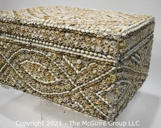 Vintage Hand Crafted Sea Shell Encrusted Trinket Box.  Measures 8" x 16" x 6"T