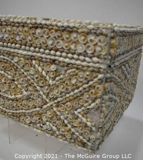 Vintage Hand Crafted Sea Shell Encrusted Trinket Box.  Measures 8" x 16" x 6"T