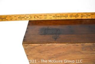 Antique Primitive Hand Crafted Walnut Wooden Box with Brass Handles. Measures 7" x 12" x 19".