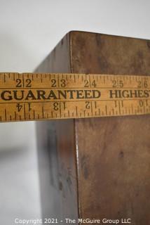 Antique Primitive Hand Crafted Walnut Wooden Box with Brass Handles. Measures 7" x 12" x 19".