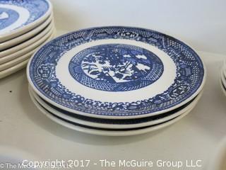 Collection of blue transfer dinnerware