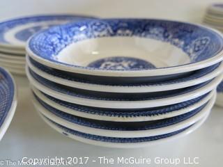 Collection of blue transfer dinnerware