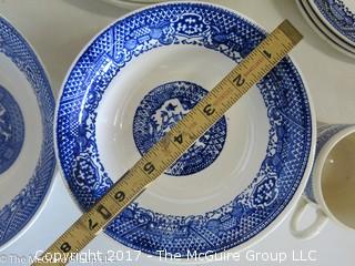 Collection of blue transfer dinnerware