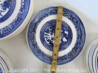 Collection of blue transfer dinnerware