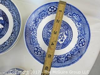 Collection of blue transfer dinnerware