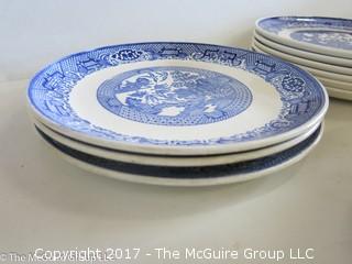 Collection of blue transfer dinnerware