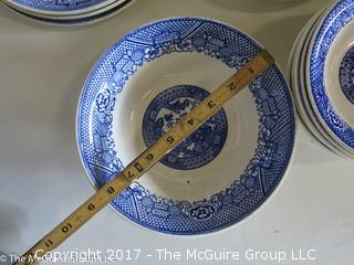 Collection of blue transfer dinnerware