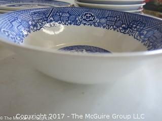 Collection of blue transfer dinnerware