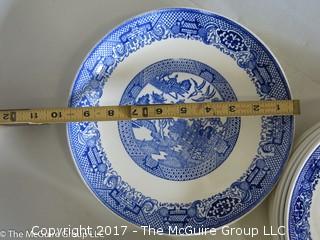 Collection of blue transfer dinnerware