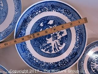 Collection of blue transfer dinnerware