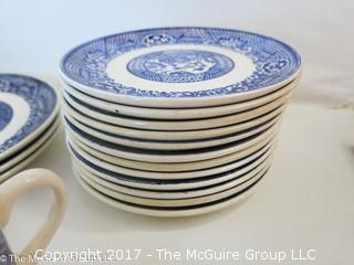 Collection of blue transfer dinnerware